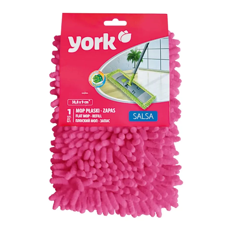 York lapos mikroszálas mop fej 95g súlyban, 26x18x4 cm méretben, Salsa kivitelben, erős nedvszívó padlótisztító fej-4