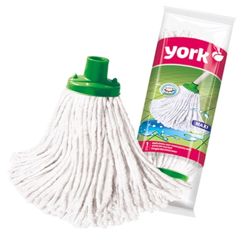 York pamut mop fej 140g súlyban, 14x35x7 cm méretben, Maxi kivitelben, erős és nedvszívó felmosó fej háztartási használatra-2