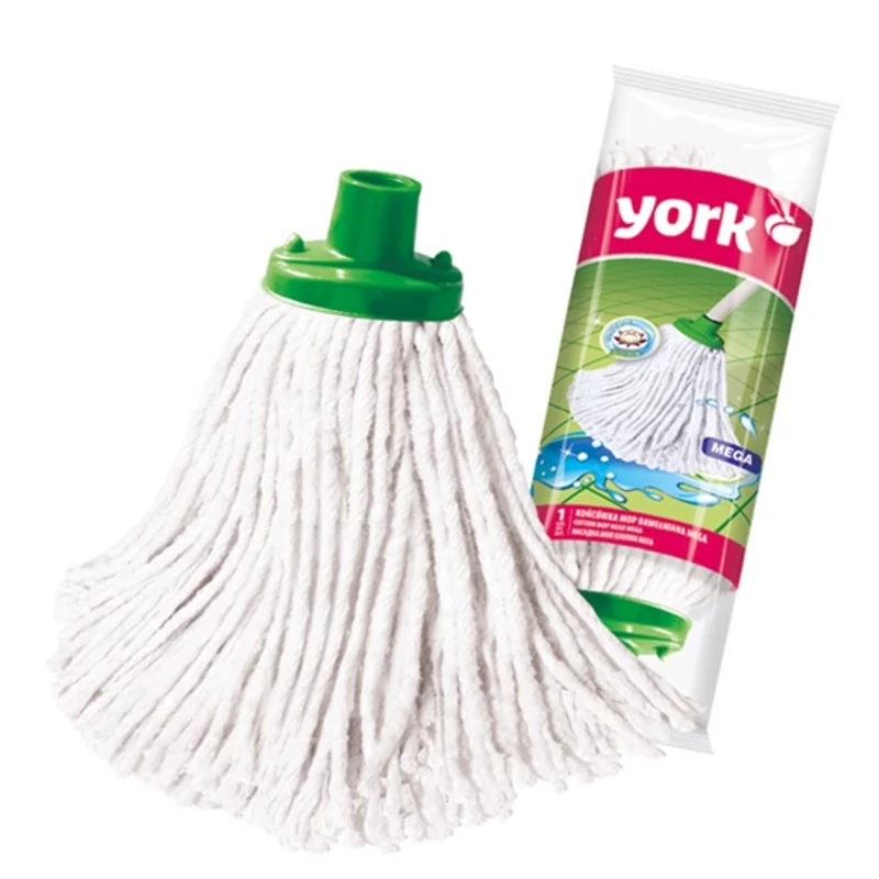 York pamut mop fej 200g súlyban, 13x38x7 cm méretben, Mega kivitelben, erős és jó nedvszívó felmosó fej-2