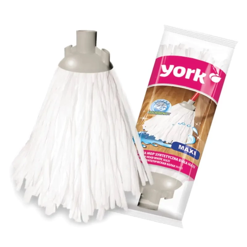 York szintetikus mop fej 120g súlyban, 14x37x8 cm méretben, Bianco Maxi kivitelben, erős és nedvszívó felmosó fej háztartási használatra
