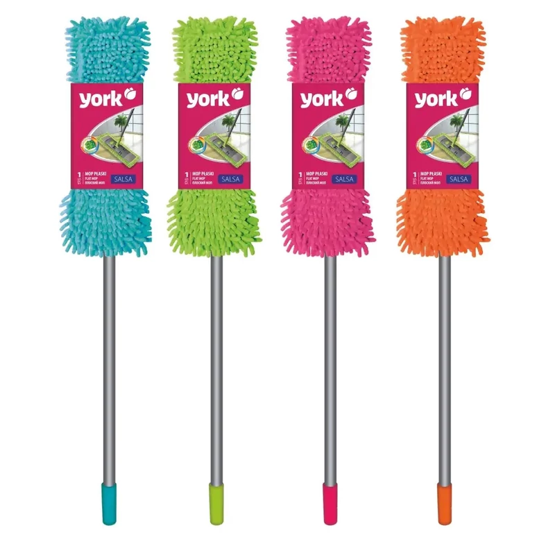 York lapos mikroszálas mop felmosó teleszkópos nyéllel, 38,8x9,0 cm fejmérettel, 84–138 cm állítható hosszban, Salsa kivitelben