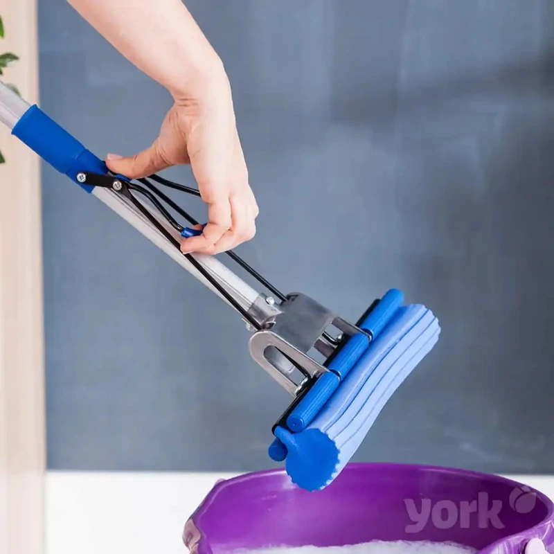 York szivacsos mop felmosó teleszkópos nyéllel, 29x6,0x122 cm méretben, Top Mop kivitelben, hatékony padlótisztító eszköz-3