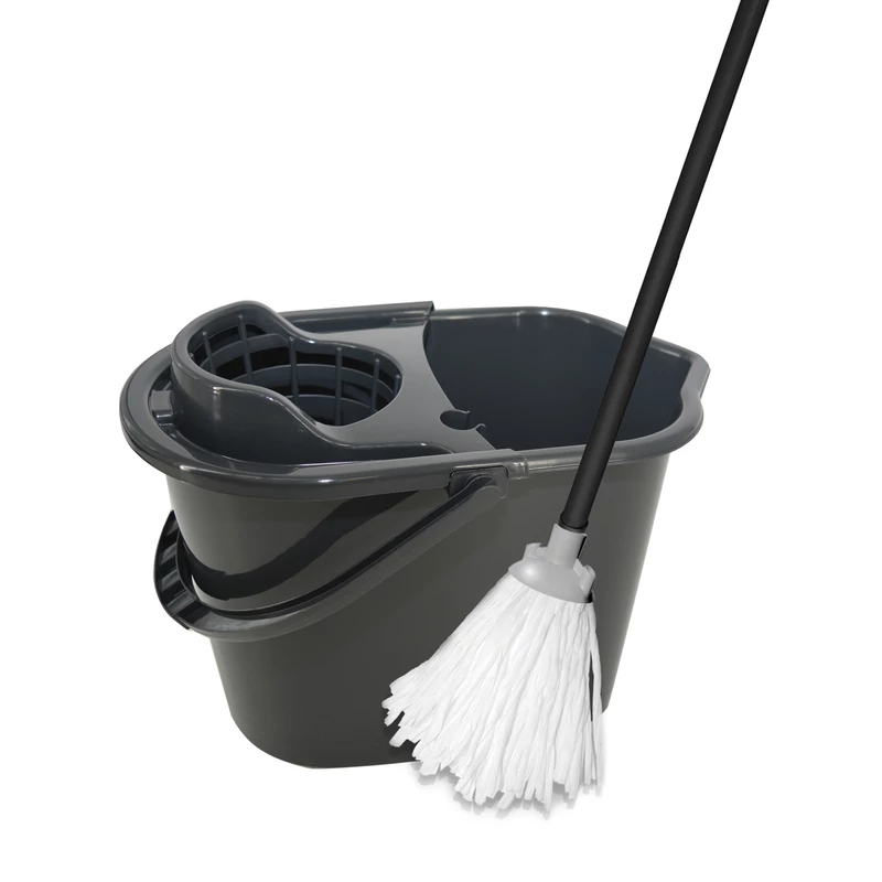 York mop szett 10 literes felmosó vödörrel csavarókosárral és 35x25x115 cm méretű mop felmosóval-4