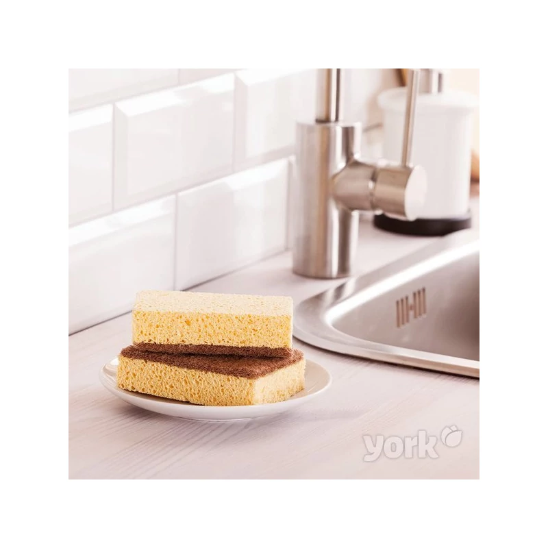 York cellulóz mosogatószivacs – Eco Natural, 2 darabos készlet, 10x7,0x2,8 cm, környezetbarát és nedvszívó szivacs konyhai tisztításhoz-3