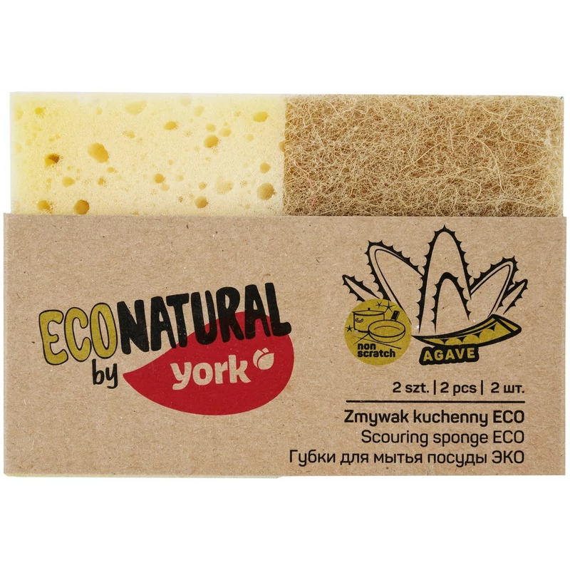 York cellulóz mosogatószivacs – Eco Natural, 2 darabos készlet, 10x7,0x2,8 cm, környezetbarát és nedvszívó szivacs konyhai tisztításhoz-2