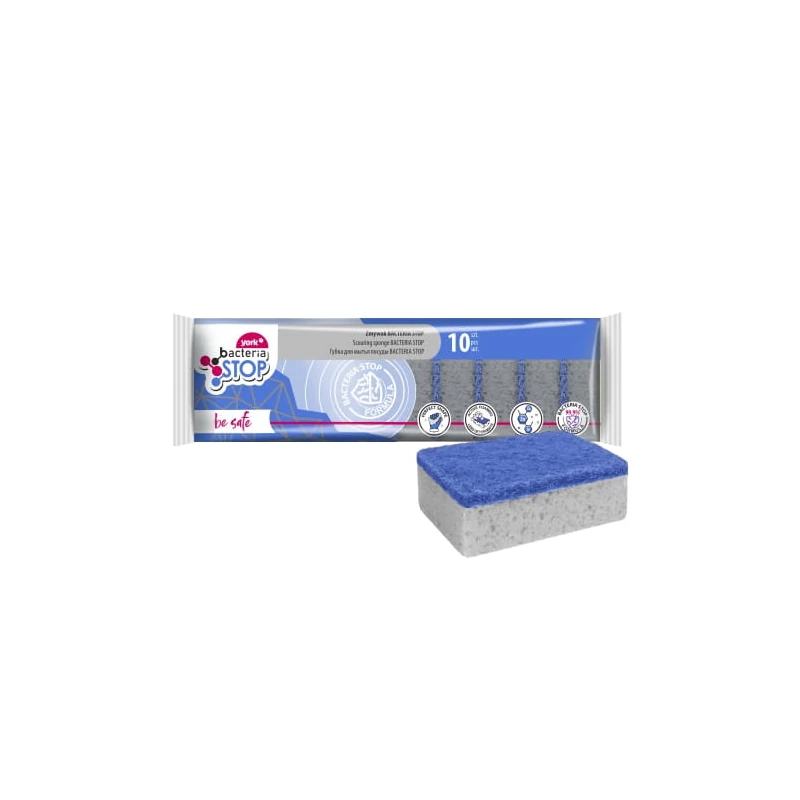 York mosogatószivacs dörzsi – Bacteria Stop, 10 darabos készlet, 9,0x6,0x3,0 cm, antibakteriális szivacs edények higiénikus tisztításához-4