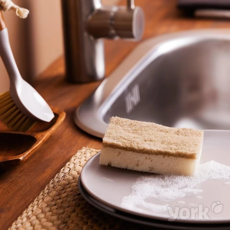 York mosogatószivacs dörzsi – Eco Natural, 2 darabos készlet, 7,0x10x2,5 cm, környezetbarát szivacs edények tisztításához-3