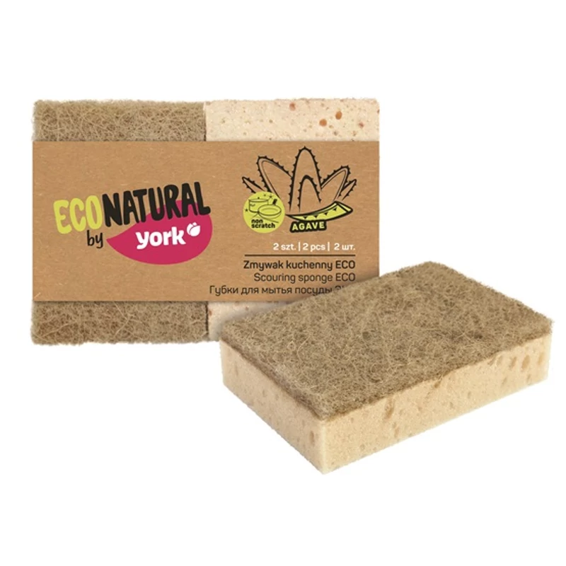 York mosogatószivacs dörzsi – Eco Natural, 2 darabos készlet, 7,0x10x2,5 cm, környezetbarát szivacs edények tisztításához-2