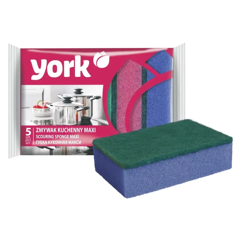 York mosogatószivacs dörzsi – Maxi, 5 darabos készlet, 10x7,0x2,9 cm, nagyméretű szivacs makacs szennyeződésekhez-2