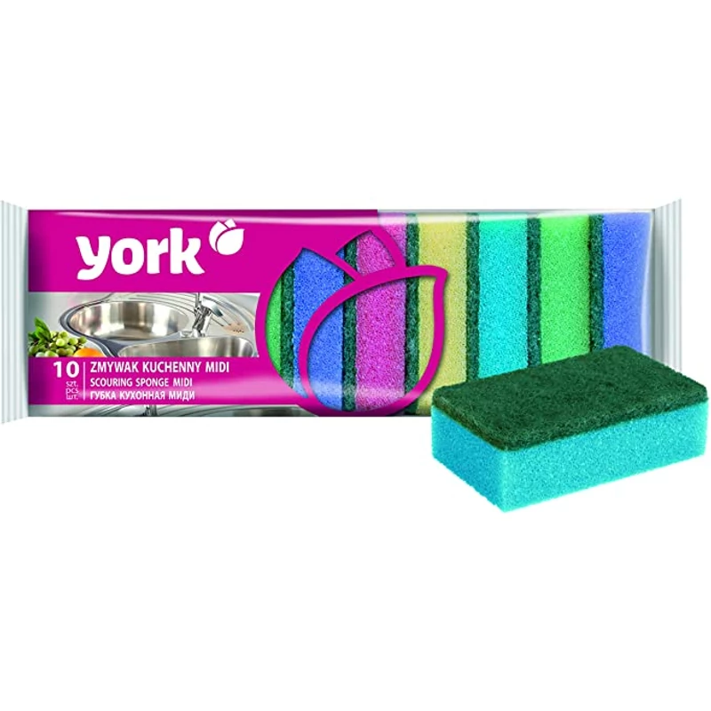 York mosogatószivacs dörzsi – Midi, 10 darabos készlet, 8,0x5,0x2,5 cm, zsíroldó szivacs edények és serpenyők tisztításához-2