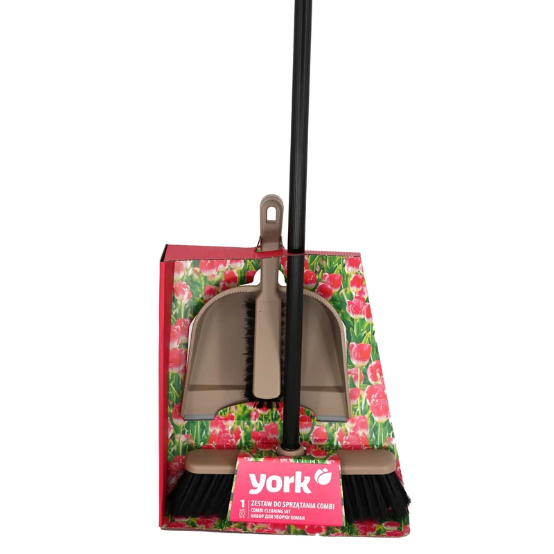 York partvis 120 cm-es nyéllel, 35x12 cm fejjel, szemeteslapáttal gumi éllel és kefével, komplett takarítószett-2