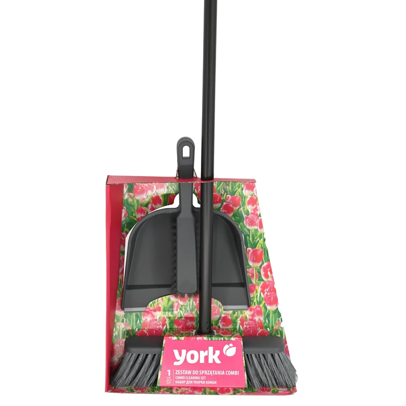 York partvis 120 cm-es nyéllel, 35x12 cm fejjel, szemeteslapáttal gumi éllel és kefével, komplett takarítószett-3
