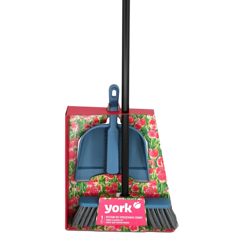York partvis 120 cm-es nyéllel, 35x12 cm fejjel, szemeteslapáttal gumi éllel és kefével, komplett takarítószett