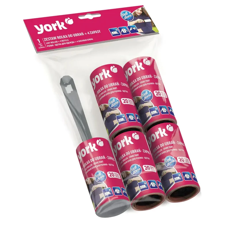 York ruhatisztító henger 1 tekercs + 4 pótfej 20 lapos szöszeltávolító készlet-3