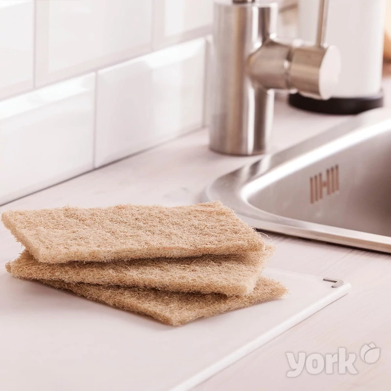 York súroló párna – Agave Eco Natural, 3 darabos készlet, 10x15x0,5 cm, környezetbarát súrolópárna konyhai és fürdőszobai használatra-2