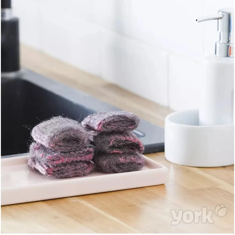 York szappanos fémsúroló párna – 6 darabos készlet, 8 g/db, 0,7x13x0,7 cm, edényekhez és makacs szennyeződésekhez-3