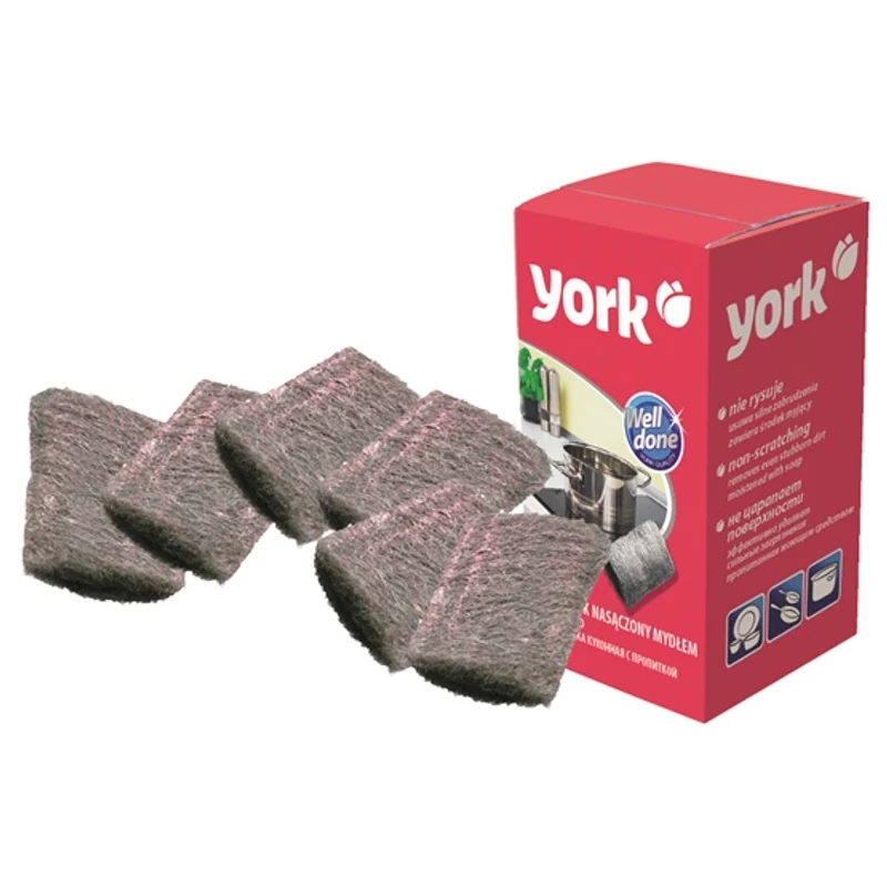 York szappanos fémsúroló párna – 6 darabos készlet, 8 g/db, 0,7x13x0,7 cm, edényekhez és makacs szennyeződésekhez-2