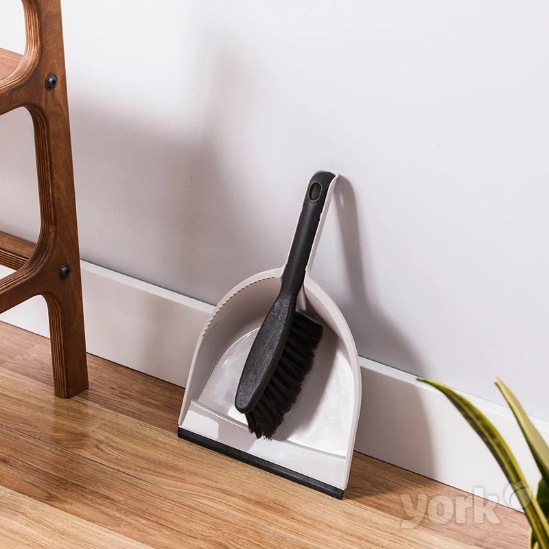 York szemeteslapát gumi éllel és kefe szett 21,5x7x32 cm méretben, Eco Natural kivitel, környezetbarát kézi tisztítószett-2