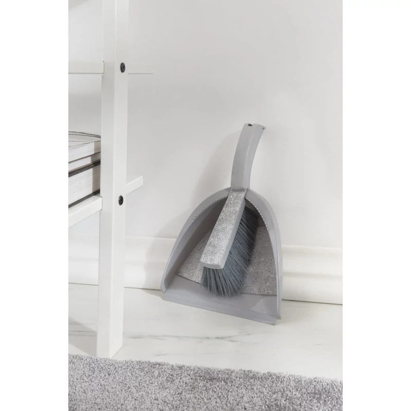 York szemeteslapát gumi éllel és kefe szett 23,8x10,3x33 cm méretben, Loft kivitel, elegáns és praktikus tisztítószett