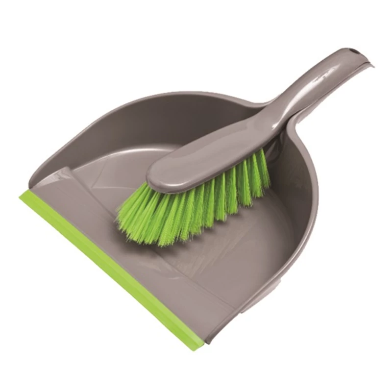 York szemeteslapát gumi éllel és kefe szett 23x10x33 cm méretben, Compact Mix GREY kivitel, praktikus kézi tisztítószett-5