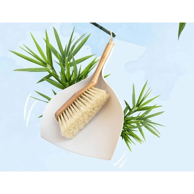 York szemeteslapát és kefe szett 25x7x34 cm méretben, Bamboo Eco Natural kivitel, környezetbarát tisztítószett-2