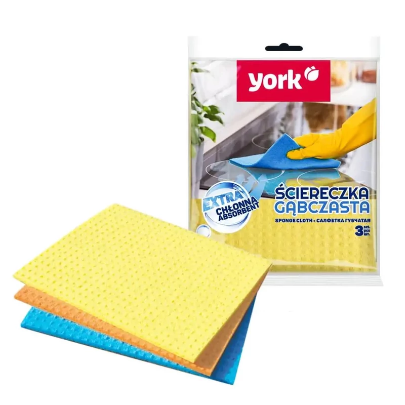 York szivacsos háztartási kendő – 3 darabos készlet, 17,5x15,5 cm, puha és nedvszívó kendő mindennapi takarításhoz-2