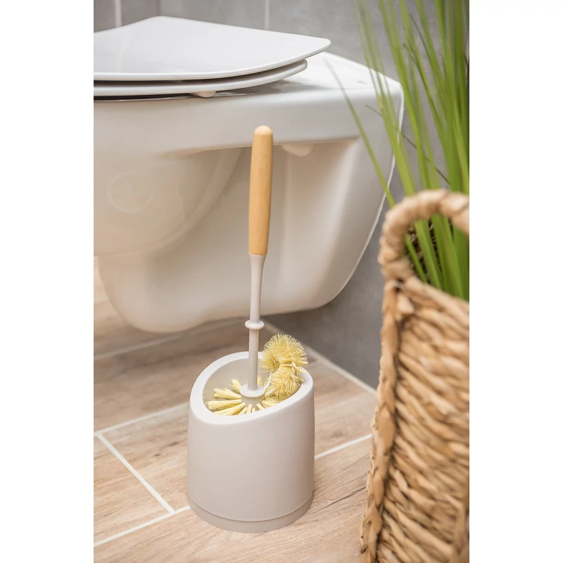 York WC kefe és tartó szett 14x14x40 cm méretben, Bamboo Eco Natural kivitelben, környezetbarát és praktikus WC tisztító eszköz fürdőszobába-3
